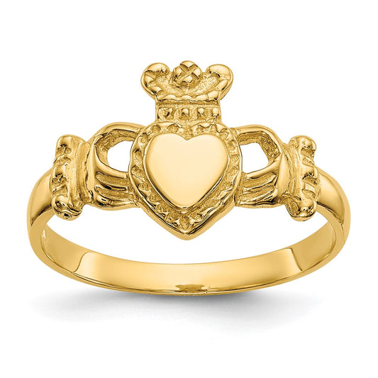 Shop Stylish 10K Polished Gold Women's Claddagh Ring - Affordable Luxury!