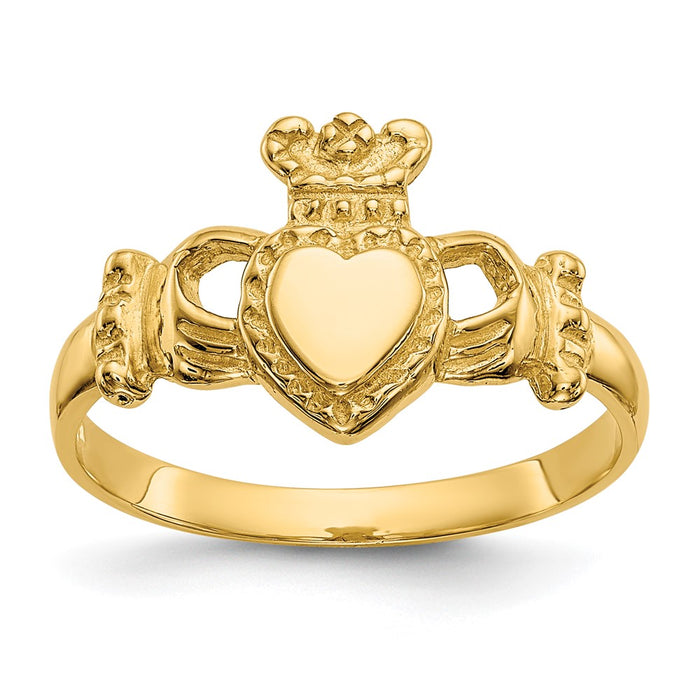 Shop Stylish 10K Polished Gold Women's Claddagh Ring - Affordable Luxury!-1
