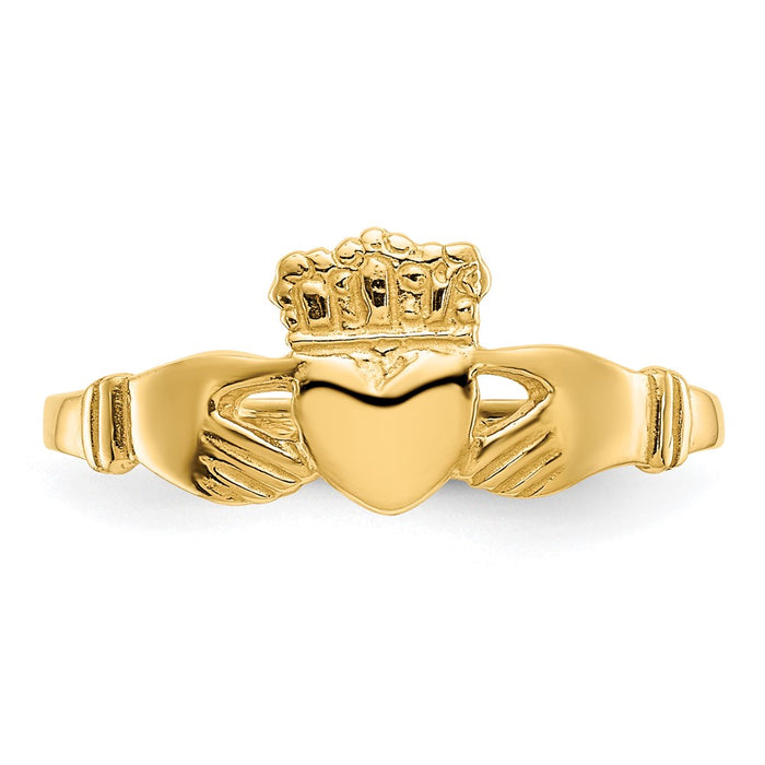 Buy Stylish 10K Polished Gold Women's Claddagh Ring - Affordable Luxury!-4