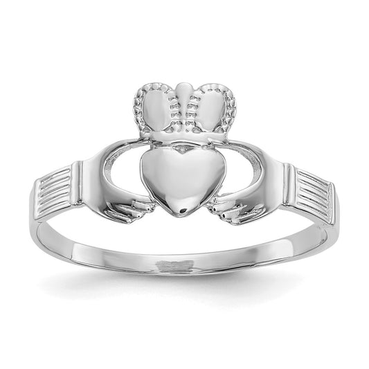 Exclusive 10K White Gold Women's Claddagh Ring - Stylish & Affordable Elegance
