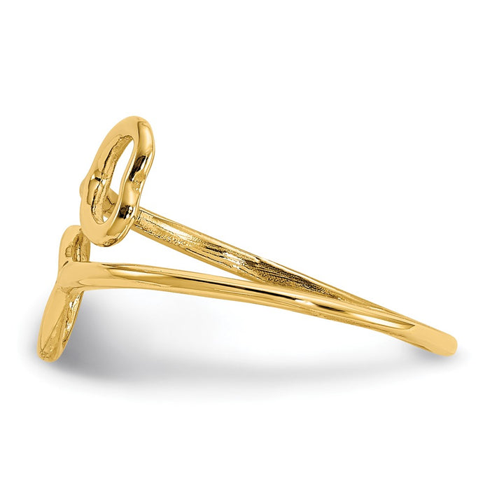 Shop Stylish 10K Gold Double Heart Adjustable Toe Ring - Affordable Luxury!-3