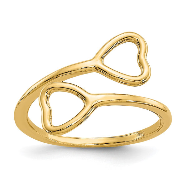 10K Gold Double Heart Adjustable Toe Ring