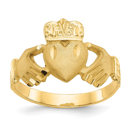 Buy 10K Polished Men's Claddagh Ring - Stylish Timeless Elegance, Affordable Price