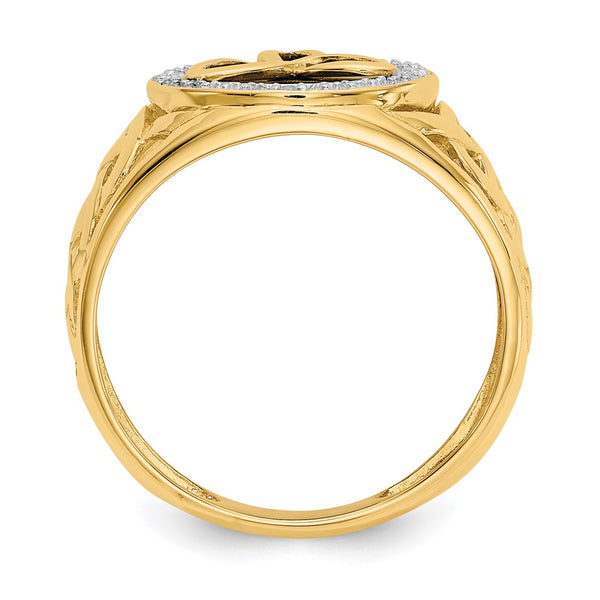 10K Gold & Rhodium-Plated Onyx Diamond Trinity Ring