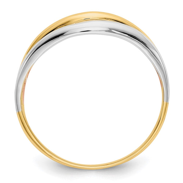10K Tri-Color Elegant Open Design Ring