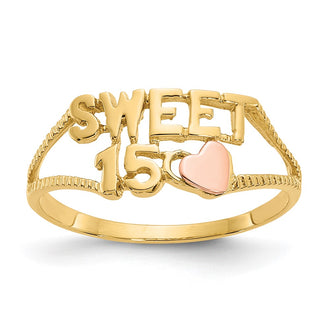Shop 10K Two-Tone Heart Ring - Stylish Design for Sweet 15 Celebration!