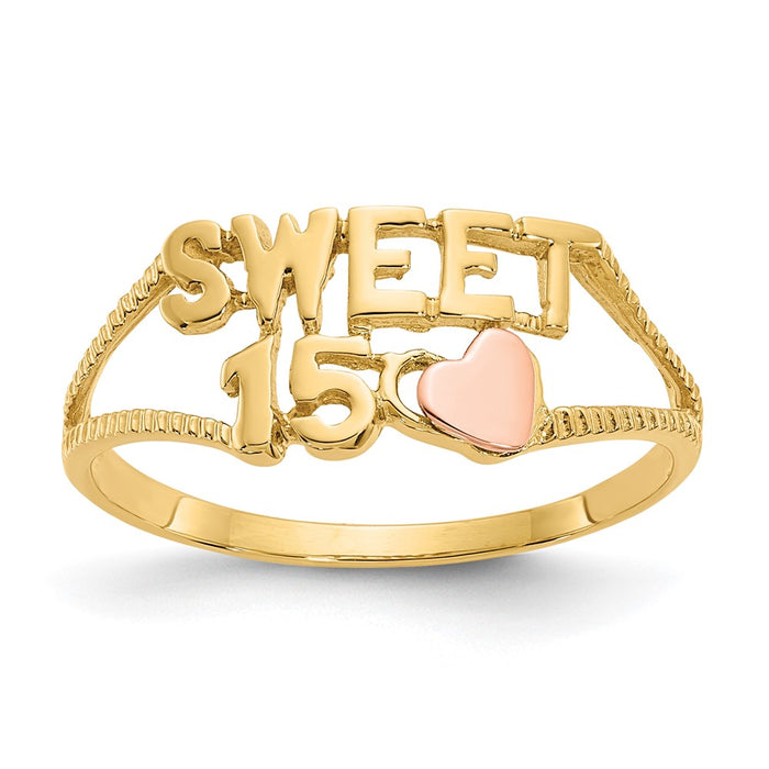 Shop 10K Two-Tone Heart Ring - Stylish Design for Sweet 15 Celebration!-1