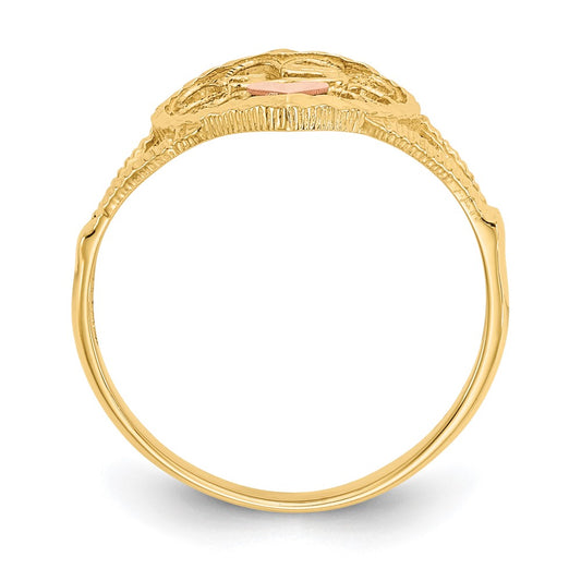 Buy 10K Two-Tone Diamond-Cut Heart Ring - 15 Hearts, Stylish & Affordable!