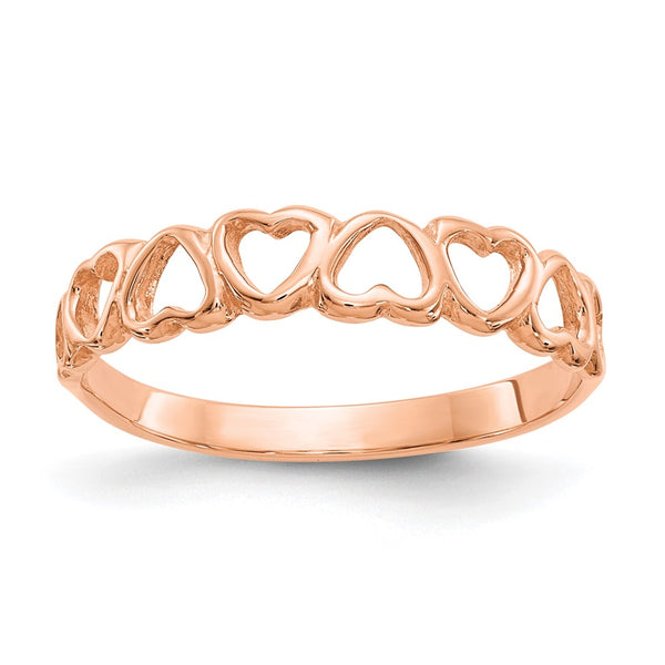 10K Polished Rose Gold Heart Ring