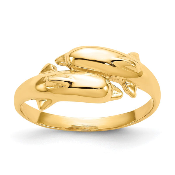 10K Double Dolphin Ring
