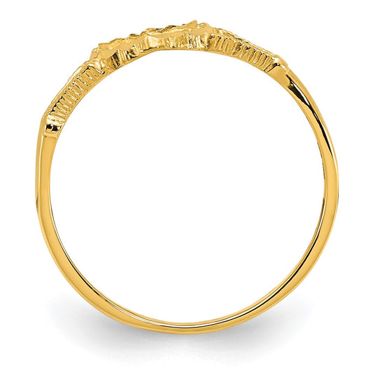 Designer 10K Diamond-Cut Heart & Cross Ring for Kids - Stylish & Affordable!