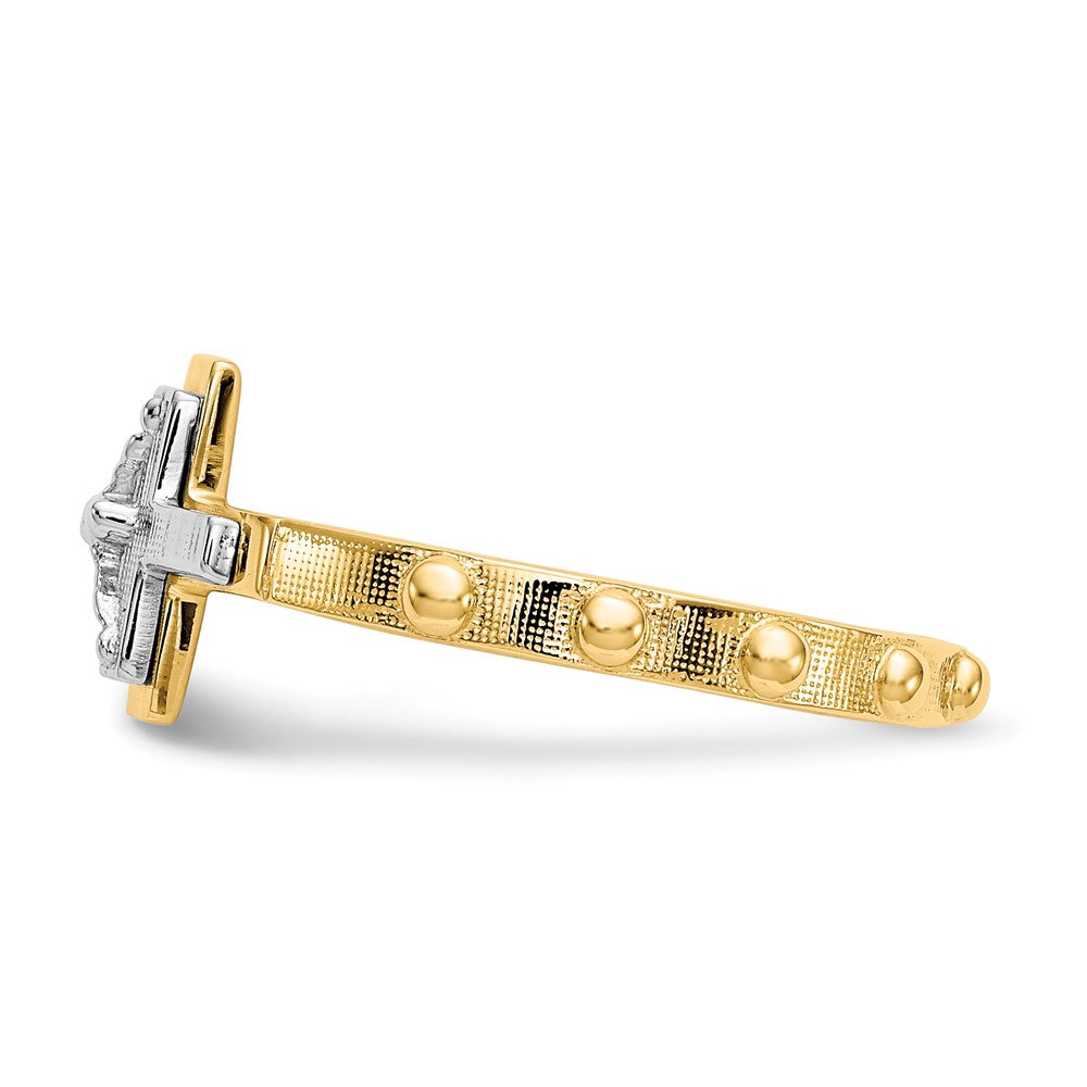 Buy Stylish 10K Two-Tone Crucifix Rosary Ring - Affordable Luxury Design