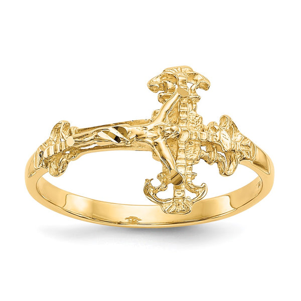10K Diamond-Cut Crucifix Ring - Style GR1-1000637
