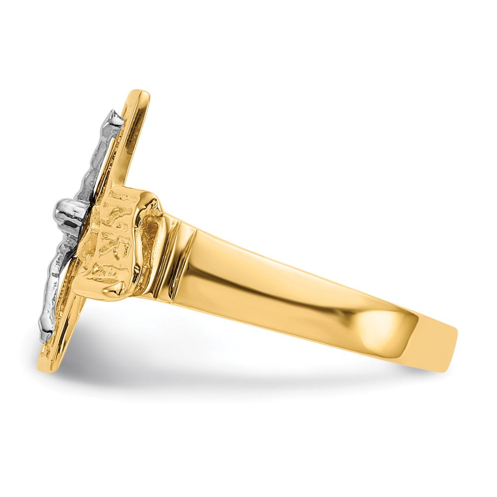 High-Quality Men's Two-Tone 10K Gold Crucifix Ring - Stylish & Affordable