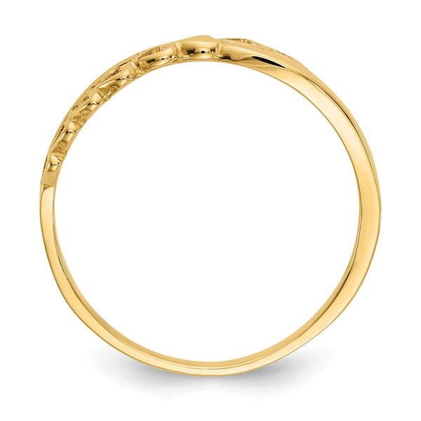 10K Polished Heart Ring - Criss-Cross