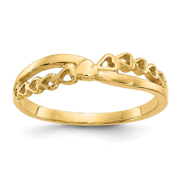 10K Polished Heart Ring - Criss-Cross