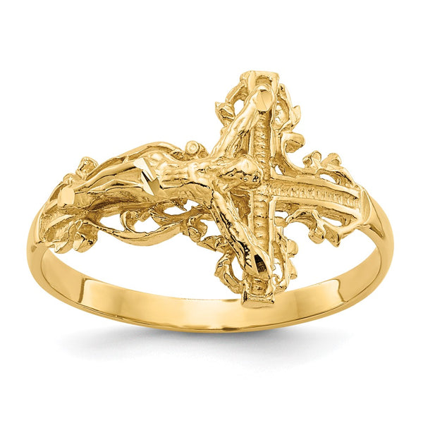 10K Diamond-Cut Cross Ring