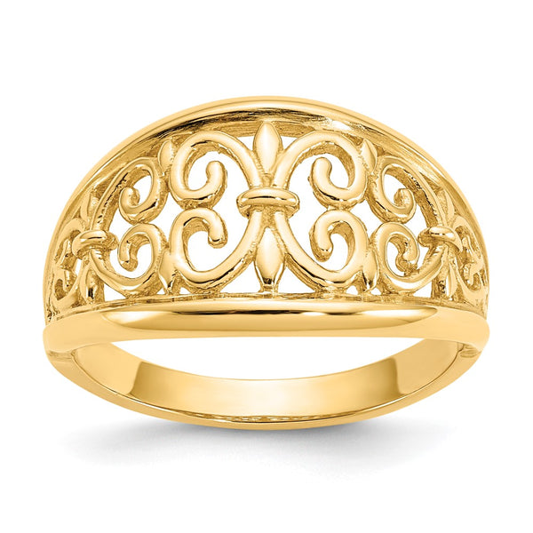 10K Gold Fleur-De-Lis Tapered Ring