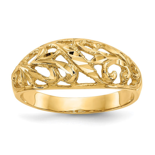 Shop Stylish 10K Diamond-Cut Paisley Design Dome Ring - Luxury Value Piece