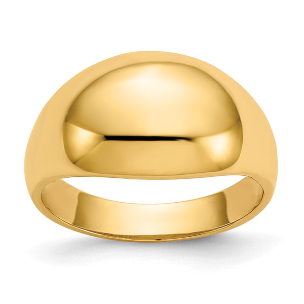 10K Gold 10mm Domed Tapered Cigar Band Ring