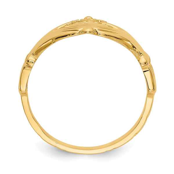 10K Polished Gold Claddagh Ring