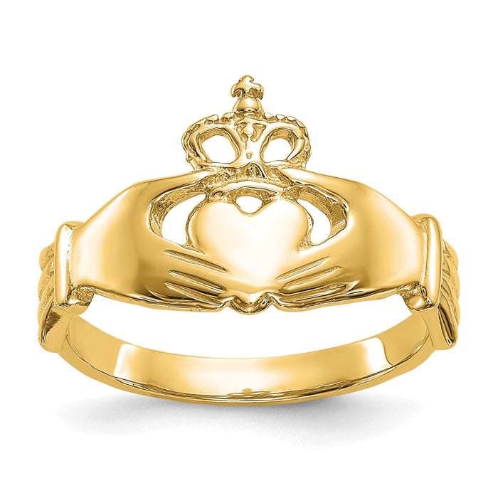 Buy Stylish 10K Polished Gold Claddagh Ring | Exclusive Design, Great Value-1