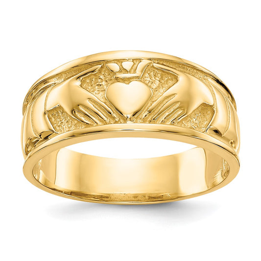 Shop Stylish 10K Polished Claddagh Ring - Timeless Irish Design, Affordable Price
