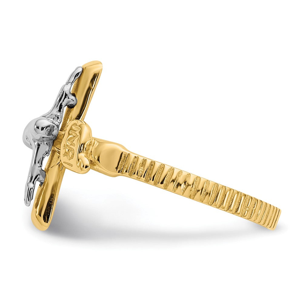 High-Quality 10K Two-Tone Polished INRI Crucifix Ring - Stylish Value!