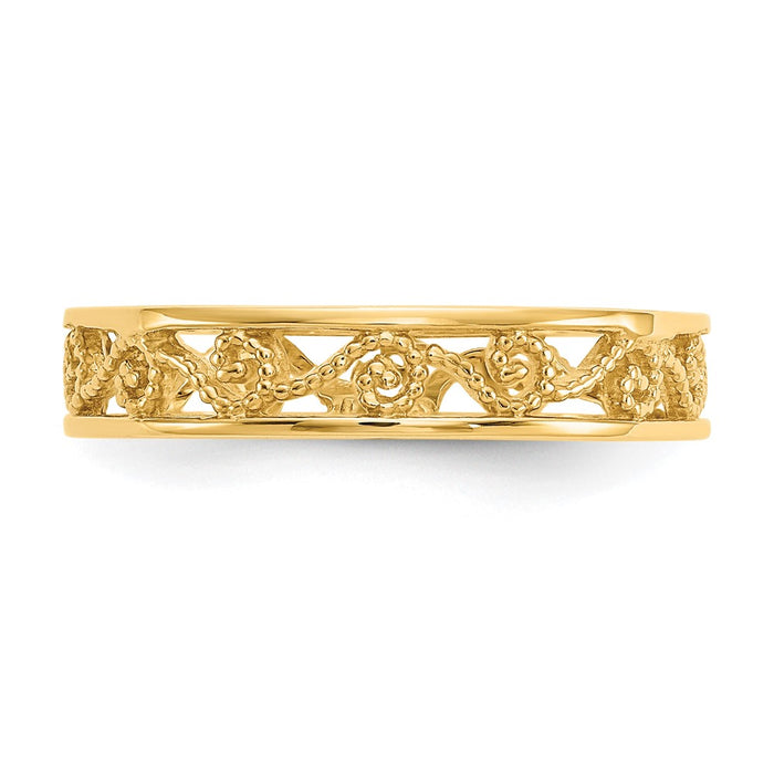 Buy Stylish 10K Dual-Finish Polished & Textured Ring - Affordable Luxury!-3