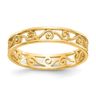 Buy Stylish 10K Dual-Finish Polished & Textured Ring - Affordable Luxury!