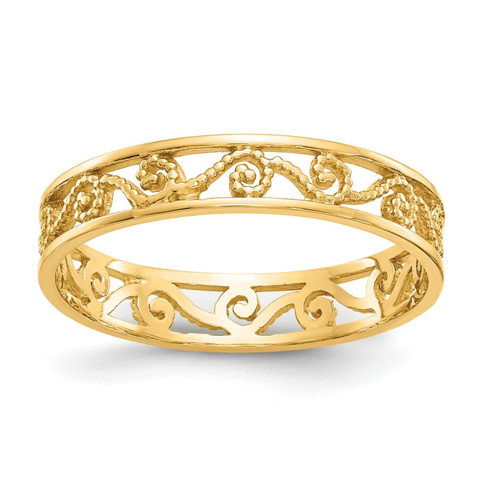 Buy Stylish 10K Dual-Finish Polished & Textured Ring - Affordable Luxury!-1