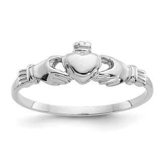 High-Quality 10K White Gold Children's Claddagh Ring - Stylish & Affordable