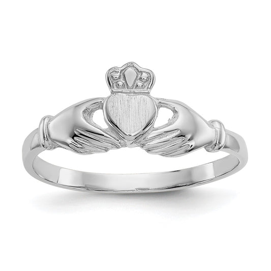 Shop Stylish 10K White Gold Claddagh Ring - Polished & Satin Finish