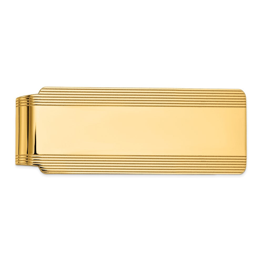Buy 10K Men's Grooved Polished Money Clip - Stylish & Durable Design