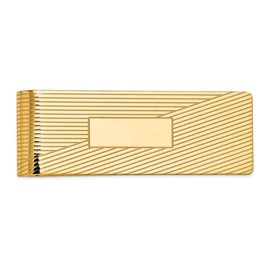 Buy Stylish 10K Men's Polished Grooved Money Clip - Affordable Luxury Accessory