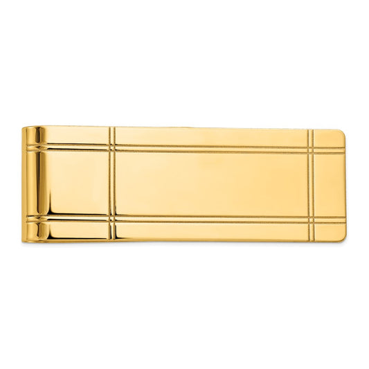 Exclusive 10K Men's Polished Grooved Money Clip | Stylish Value Accessory