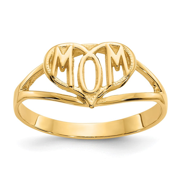 10K Polished Heart Ring for Moms