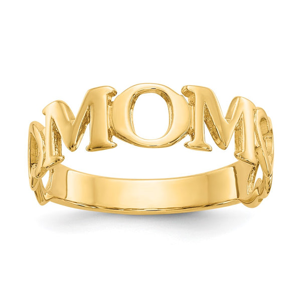 10K Polished Gold Mom Ring