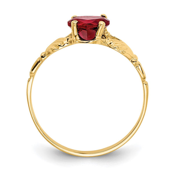 10K Gold Claddagh Ring with January Birthstone
