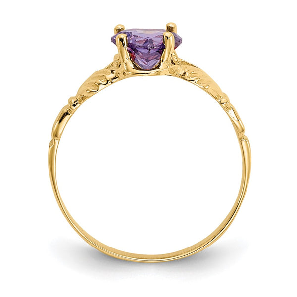 10K Gold Claddagh Ring with February Birthstone