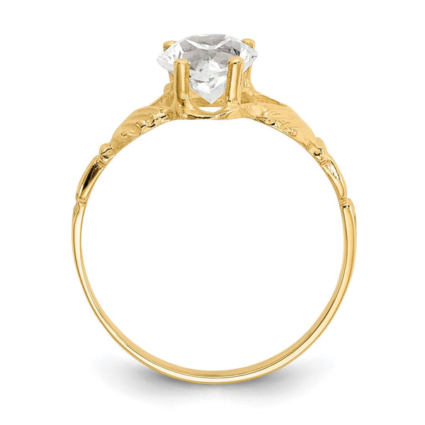 10K Gold Claddagh Ring with April Birthstone