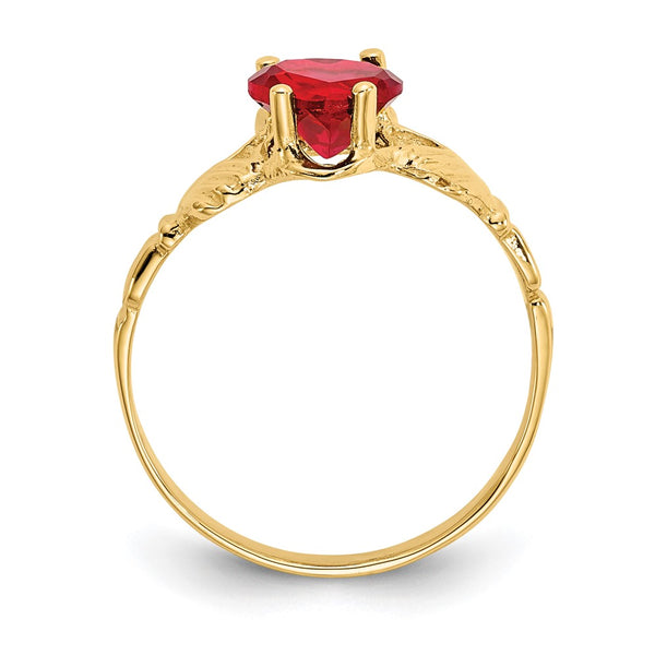 10K Gold July Birthstone Claddagh Ring