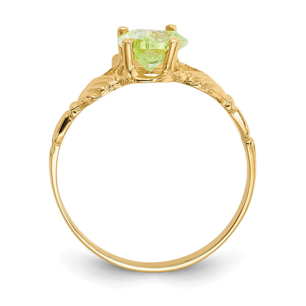 10K Gold Claddagh Ring with August Birthstone