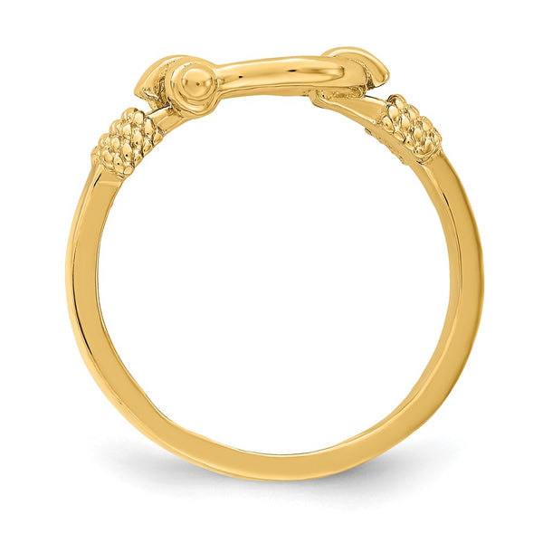 10K Gold Shackle Ring, Size 7 Rope Edge