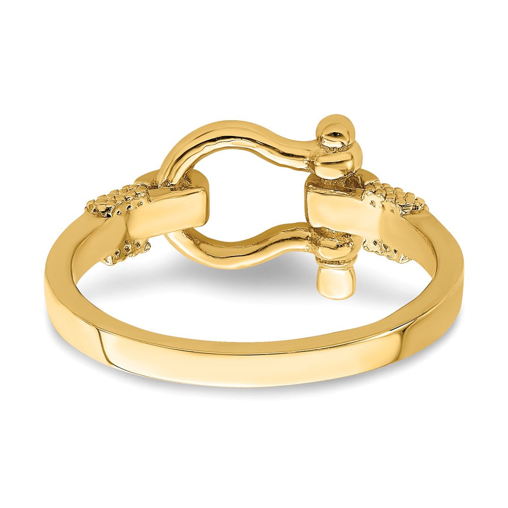 Shop Stylish 10K Gold Shackle Ring, Size 7 with Rope Edge Design - Luxury!