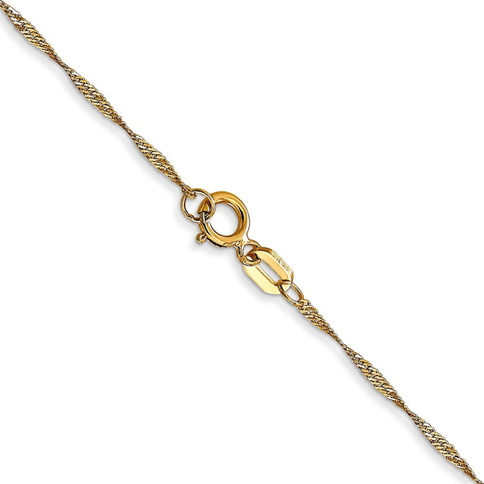 Buy 14K Gold 20-Inch 1mm Singapore Chain - Stylish Spring Ring Clasp, Affordable!-3