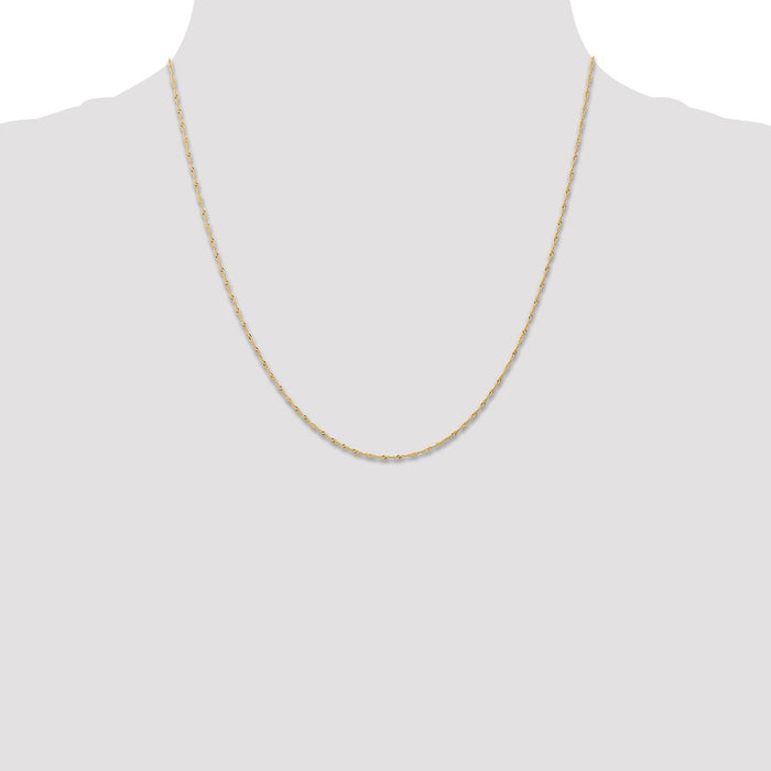 Buy 14K Gold 20-Inch 1mm Singapore Chain - Stylish Spring Ring Clasp, Affordable!-4