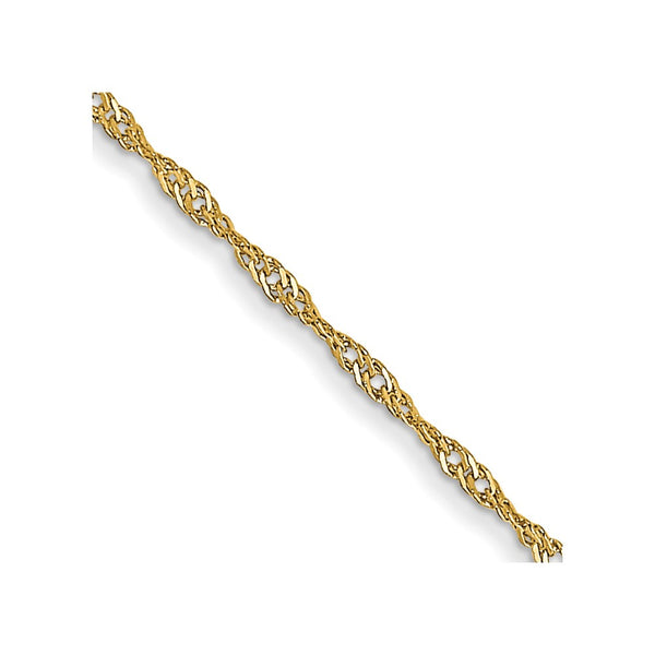 14K Gold 16-Inch 1mm Singapore Chain - Spring Ring Clasp