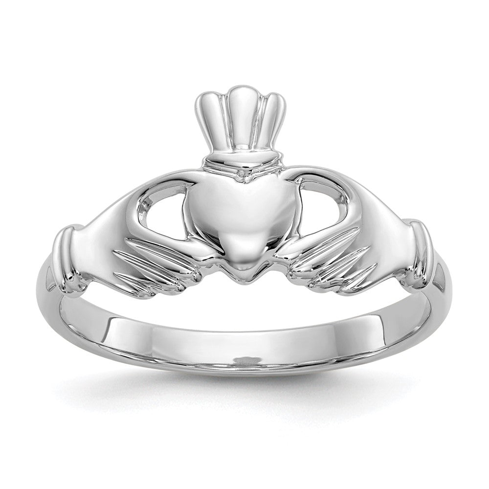 Exclusive 10K Polished White Gold Claddagh Ring - Stylish & Affordable Price