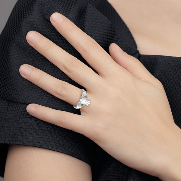 10K Polished White Gold Claddagh Ring - Style GR1-1000708